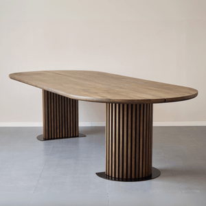 Matteo - Dielentisch Handgefertigter Tisch mit Lattenrost aus massiver Räuchereiche 300x120x77 cm