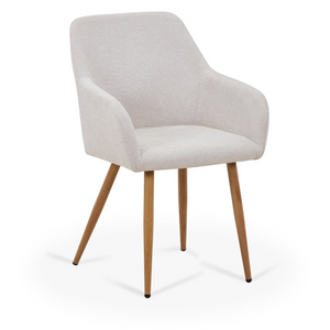 Jenna Esstischstuhl - beige Textil mit Eichenoptik