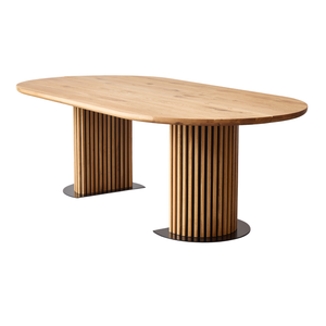 Matteo - Dielentisch Tisch mit Lattenrost aus geölter/natürlicher massiver Eiche 240x120x77 cm