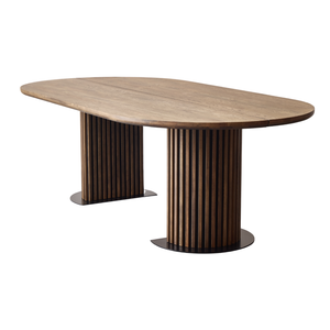 Matteo - Dielentisch Tisch mit Lattenrost aus massiver Räuchereiche 240x120x77 cm