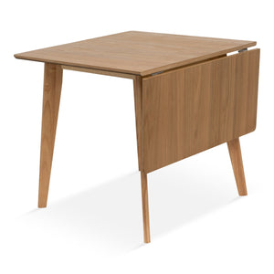 Ezra - Klapptisch aus Eiche mit Verlängerungsplatten aus lackiertem Eichenfurnier - 80/120 x 80 cm