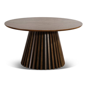 Lewis Couchtisch mit Lamellen Ø90 cm in geräuchertem Eichenfurnier