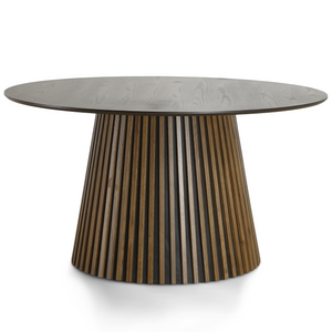 Lewis - Runder Lamel-Esstisch aus geräuchertem Eichenfurnier Ø140