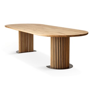 Matteo - Dielentisch Tisch mit Lattenrost aus geölter/natürlicher massiver Eiche 300x120x77 cm