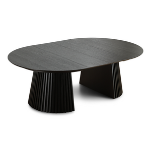 Lewis - Runder Lamel-Eßtisch in schwarzem Eichenfurnier mit Ausziehfunktion 150/190/230 cm - 2 Erweiterungsplatten enthalten