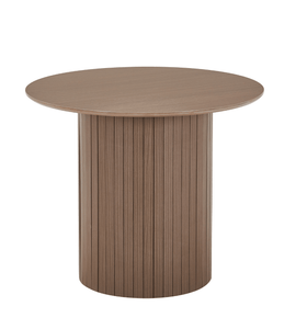 Riccardo Esstisch aus Melamin in geräucherter Eichenoptik mit Säulenbeinen, Ø90 cm