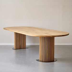 Matteo - Dielentisch Handgefertigter Tisch mit Lattenrost aus geölter/natürlicher massiver Eiche 300x120x77 cm