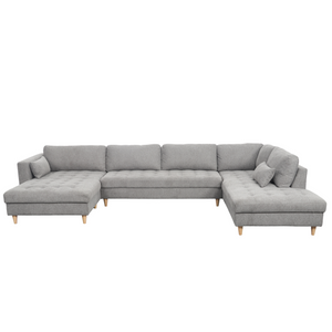 Brandy – linksseitiges U-förmiges Sofa in Grau mit Chaiselongue – L: 366 x T: 211 x H: 80 cm