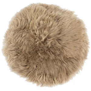Lammfell Sitzkissen | Fellkissen Beige Ø40cm