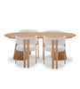 Esstisch-Set – 4 x Eloise in Beige mit Eichenoptik + Lewis-Esstisch Ø 120 aus Eiche mit Ausziehfunktion