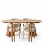 Esstisch-Set – 4 x Eloise in Beige mit Eichenoptik + Lewis-Esstisch Ø 120 aus Eiche mit Ausziehfunktion