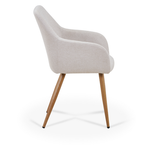Jenna Esstischstuhl - beige Textil mit Eichenoptik