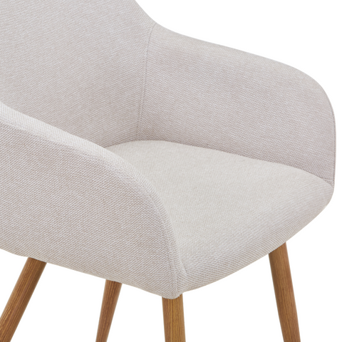 Jenna Esstischstuhl - beige Textil mit Eichenoptik