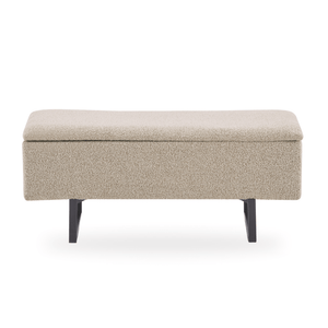 Malika Bank mit Stauraum in beigem Bouclé 95x35x42 cm