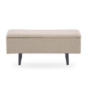 Malika Bank mit Stauraum in beigem Bouclé 95x35x42 cm