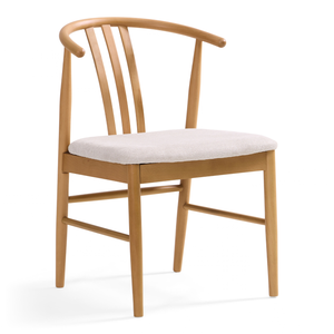 Lizzie Esszimmerstuhl aus Buche mit gepolstertem Sitz in Beige