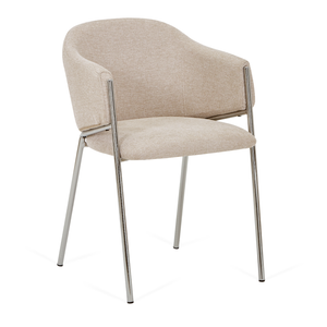 Carolina Esszimmerstuhl aus beige Bouclé mit chrome Beinen