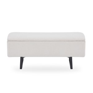 Malika Bank mit Stauraum in weißem Bouclé 95x35x42 cm