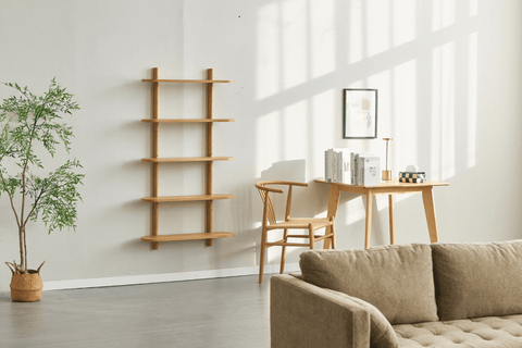 Juliet Eiche Wandregal mit 5 Böden H:140 x B:22 x B:75 cm