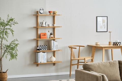 Juliet Eiche Wandregal mit 5 Böden H:140 x B:22 x B:75 cm