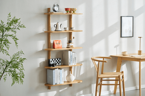 Juliet Eiche Wandregal mit 5 Böden H:140 x B:22 x B:75 cm