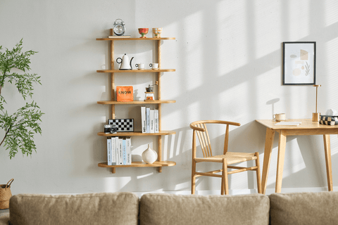 Juliet Eiche Wandregal mit 5 Böden H:140 x B:22 x B:75 cm
