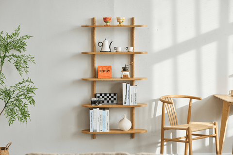 Juliet Eiche Wandregal mit 5 Böden H:140 x B:22 x B:75 cm