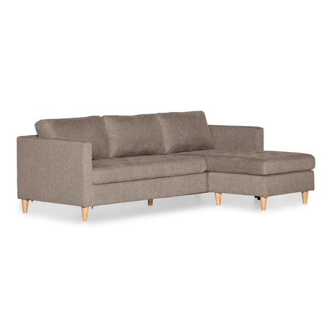 Lulu - Wendesofa mit Chaiselongue rechts und links in Sand - L: 215 x T: 82 x H: 78 cm