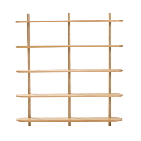 Juliet Eiche Wandregal mit 5 Böden H:140 x T:22 x B:130 cm