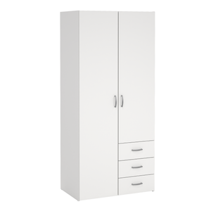 Malia Kleiderschrank weiß 2 Türen 3 Schubladen