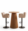 Bar-Set mit Lewis-Bartisch aus Eiche und 2 Melody-Barhockern in Beige
