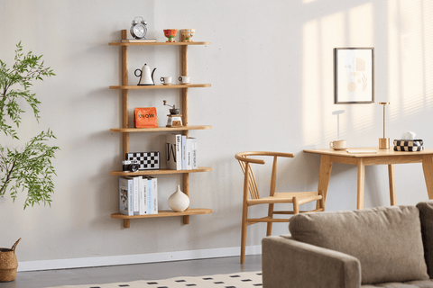 Juliet Eiche Wandregal mit 5 Böden H:140 x B:22 x B:75 cm