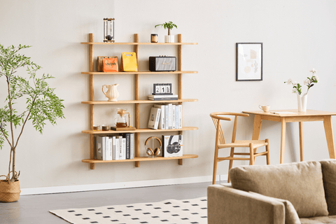 Juliet Eiche Wandregal mit 5 Böden H:140 x T:22 x B:130 cm