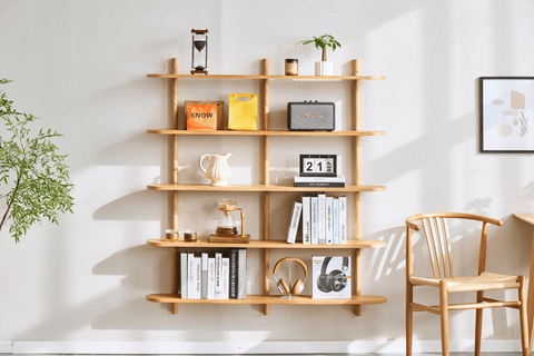 Juliet Eiche Wandregal mit 5 Böden H:140 x T:22 x B:130 cm