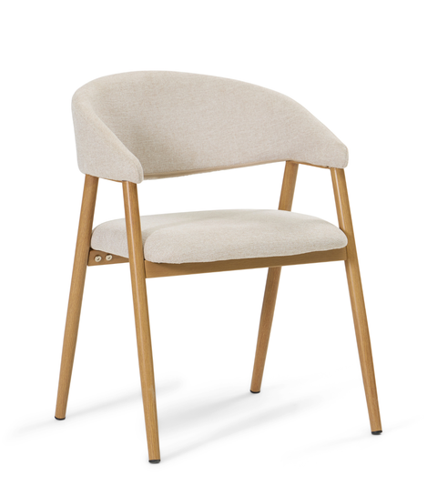 Ebba Esszimmerstuhl - Beige Textil mit Beinen in Eichenoptik