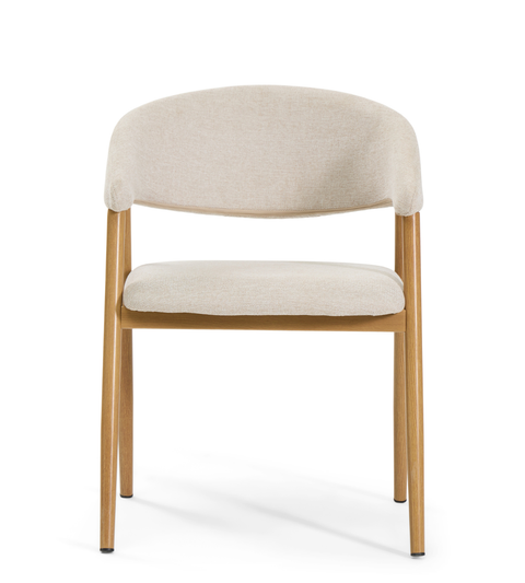 Ebba Esszimmerstuhl - Beige Textil mit Beinen in Eichenoptik