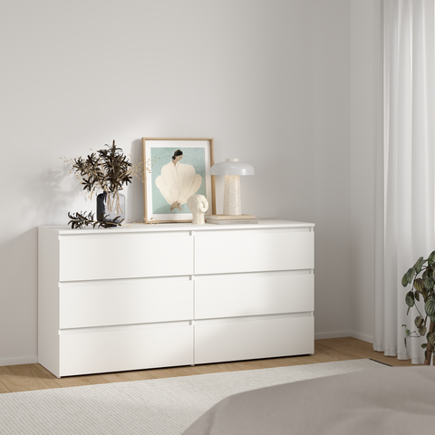 Maise Kommode 70x138x41 cm mit 6 Schubladen in weiß