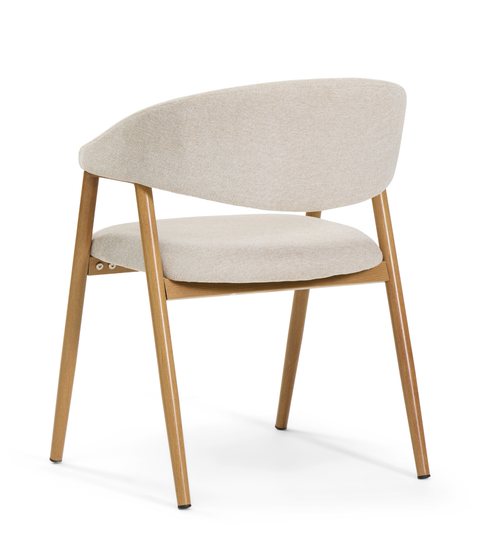 Ebba Esszimmerstuhl - Beige Textil mit Beinen in Eichenoptik