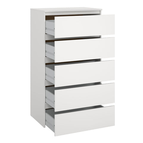Maise Kommode H:114 x B:65 x T:41 cm mit 5 Schubladen in weiß