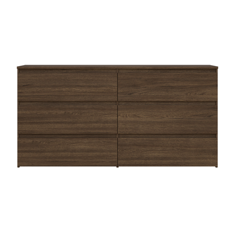 Kommode Maise H:70 x B:138 x B:41 cm mit 6 Schubladen in Räuchereichenoptik