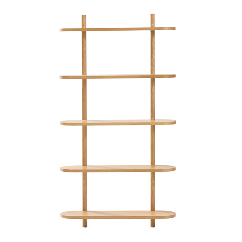 Juliet Eiche Wandregal mit 5 Böden H:140 x B:22 x B:75 cm