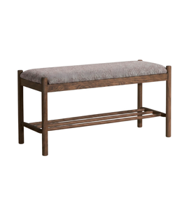 Mathew-Bank aus geräucherter Eiche mit gepolstertem Sitz in Sand, 90 x 35 x 45 cm