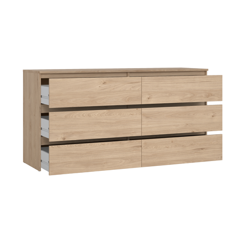 Kommode Maise H:70 x B:138 x B:41 cm mit 6 Schubladen in Eichenoptik