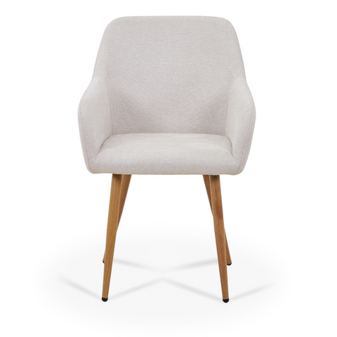 Jenna Esstischstuhl - beige Textil mit Eichenoptik