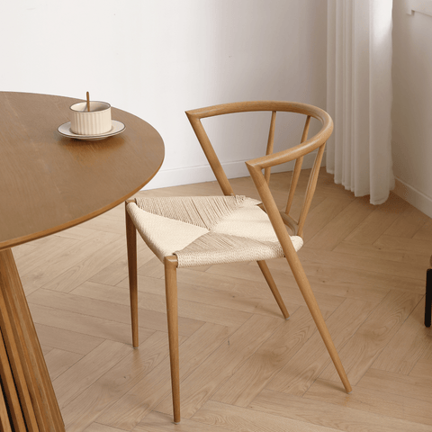 Bella Esszimmerstuhl - im Eichenlook mit Geflechtsitz