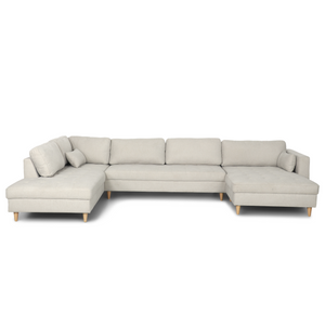 Brandy - U-Sofa - nach rechts gewendet - beige - mit Chaiselong - L: 360 x T: 211 x H: 78 cm