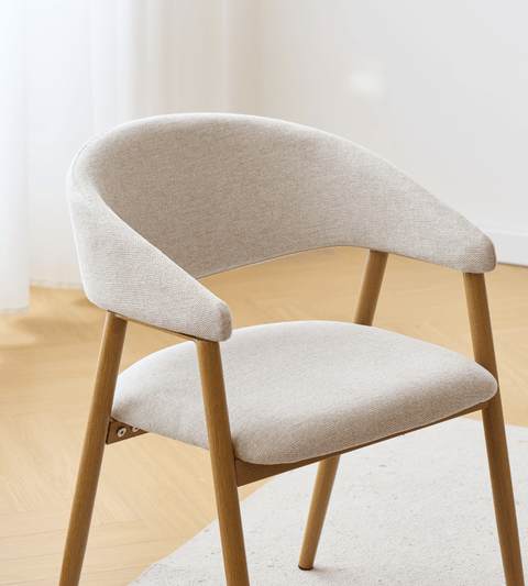 Ebba Esszimmerstuhl - Beige Textil mit Beinen in Eichenoptik