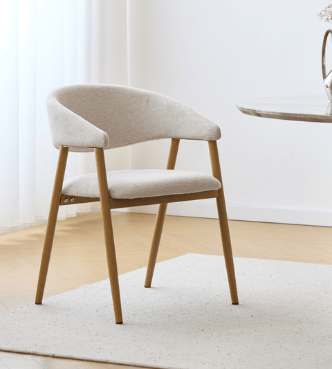 Ebba Esszimmerstuhl - Beige Textil mit Beinen in Eichenoptik