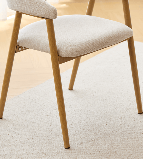 Ebba Esszimmerstuhl - Beige Textil mit Beinen in Eichenoptik