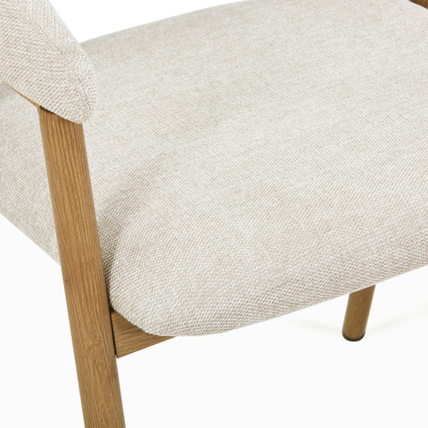 Ebba Esszimmerstuhl - Beige Textil mit Beinen in Eichenoptik